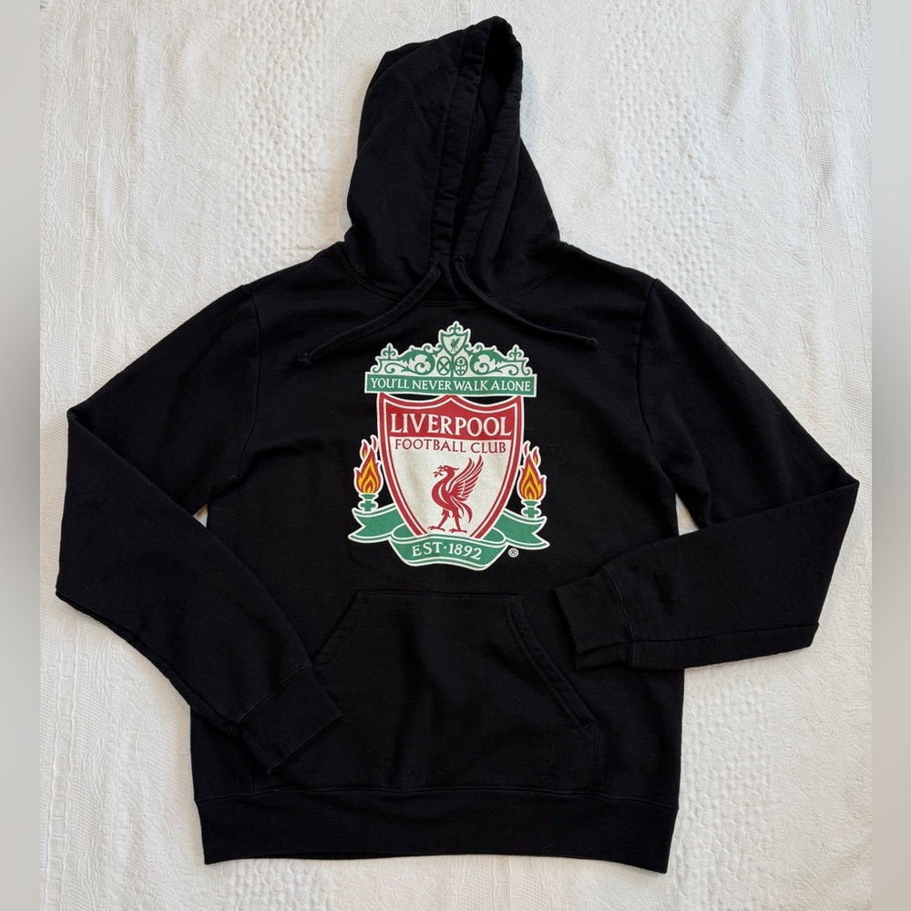 Liverpool FC Black Hoodie Adult Size Small S